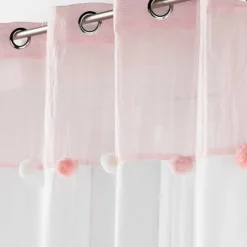 maxibazar Panneau A Oeillets 140 X 240 Cm Sable Pompons Elfika- Voilage Et Rideau Enfant