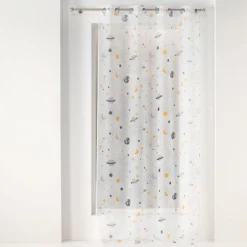 maxibazar Panneau A Oeillets 140X240Cm Imprime Petit Astronaute Blanc- Voilage Et Rideau Enfant