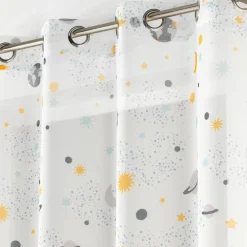maxibazar Panneau A Oeillets 140X240Cm Imprime Petit Astronaute Blanc- Voilage Et Rideau Enfant