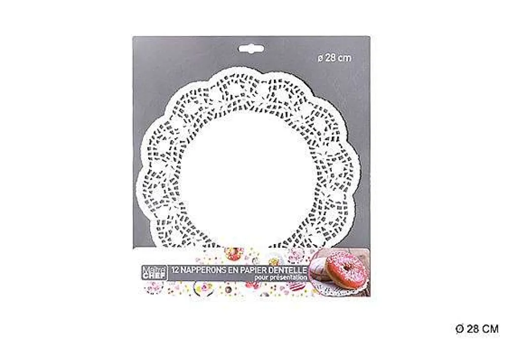 Pâtisserie|* Papier Dentelle Rond 28Cm Blanc X12Pcs