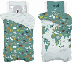 Atmosphera Parure Carte Monde 140X200Cm- Linge De Lit Enfant