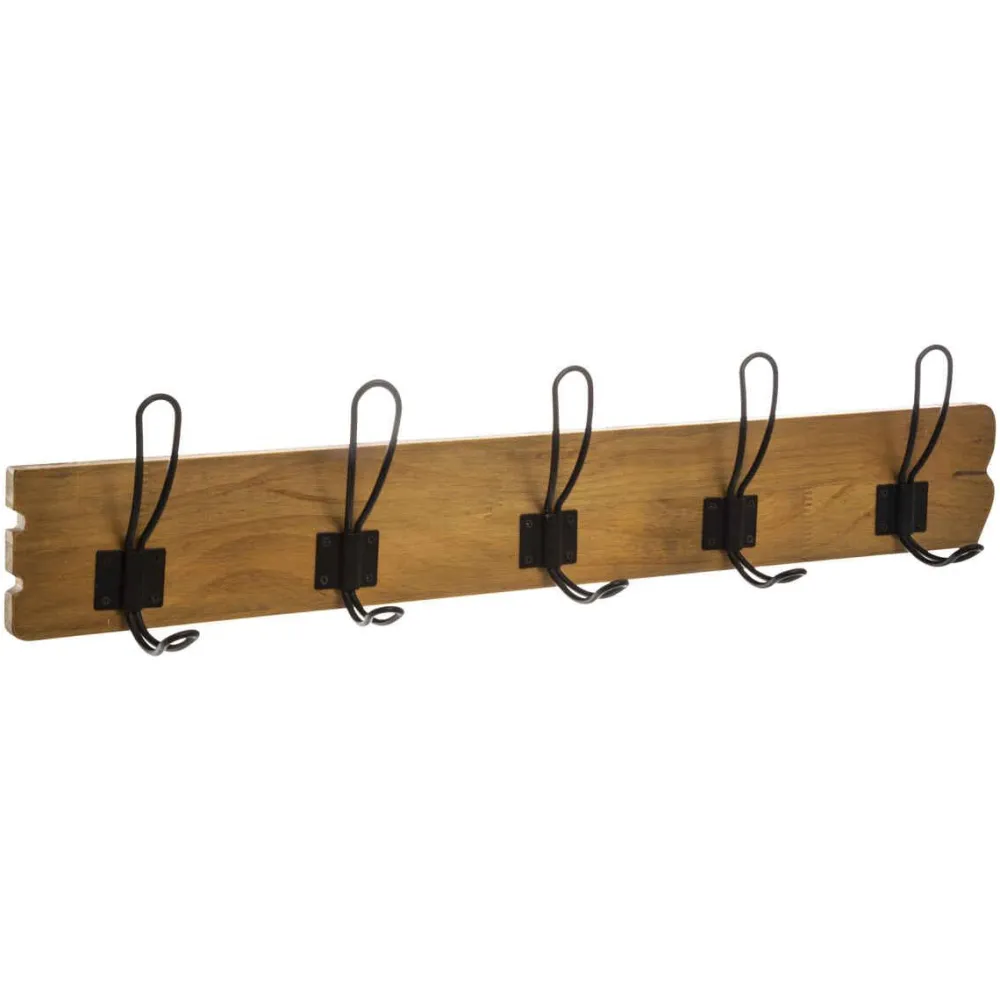 Atmosphera Patere 5 Crochet Bois Metal Loft- Pateres Deco