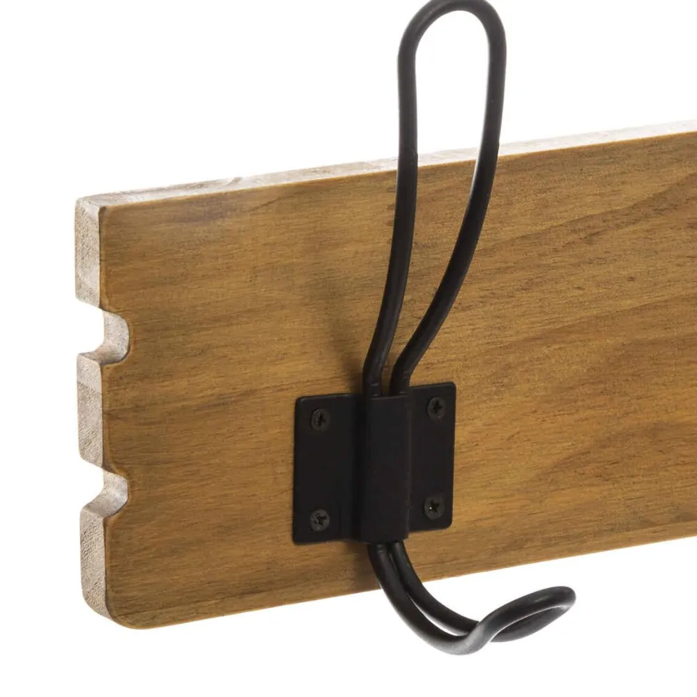 Atmosphera Patere 5 Crochet Bois Metal Loft- Pateres Deco