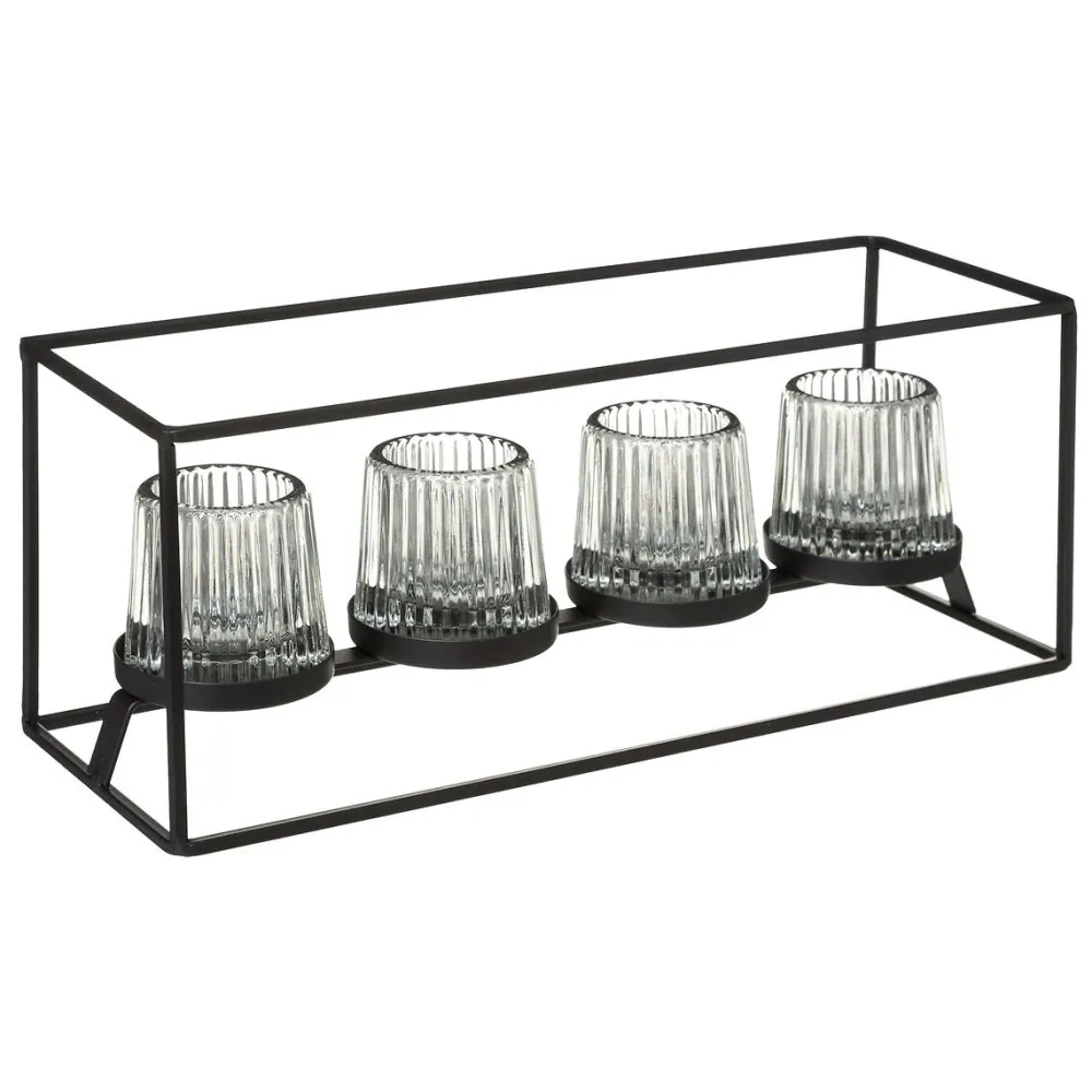 Atmosphera Photophore X4 Verre Fantaisie L.35Cm- Photophores Et Luminions