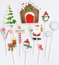 Pâtisserie|* Pique Buche En Papier Noel X22 Pièces