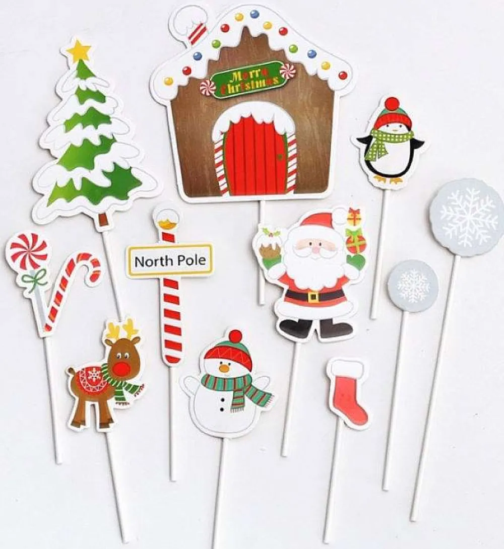 Pâtisserie|* Pique Buche En Papier Noel X22 Pièces