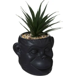 Atmosphera Plante Monkey Ceramique Noir Cuba H.20Cm- Fleurs Et Plantes