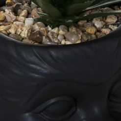 Atmosphera Plante Monkey Ceramique Noir Cuba H.20Cm- Fleurs Et Plantes