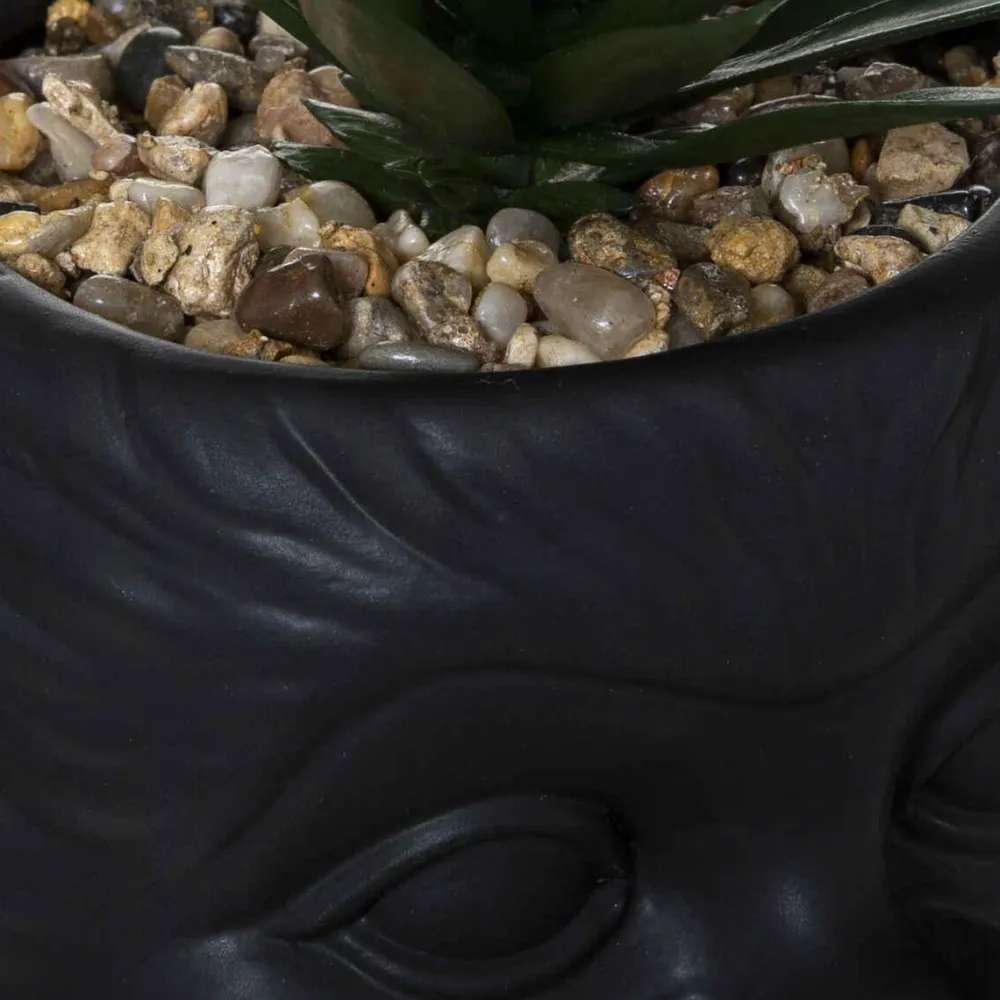 Atmosphera Plante Monkey Ceramique Noir Cuba H.20Cm- Fleurs Et Plantes