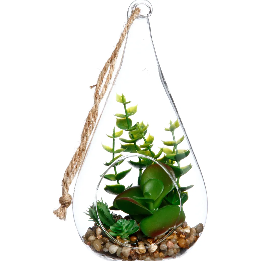 maxibazar Plante Pot Goutte Verre H.19.5Cm- Compositions Florales