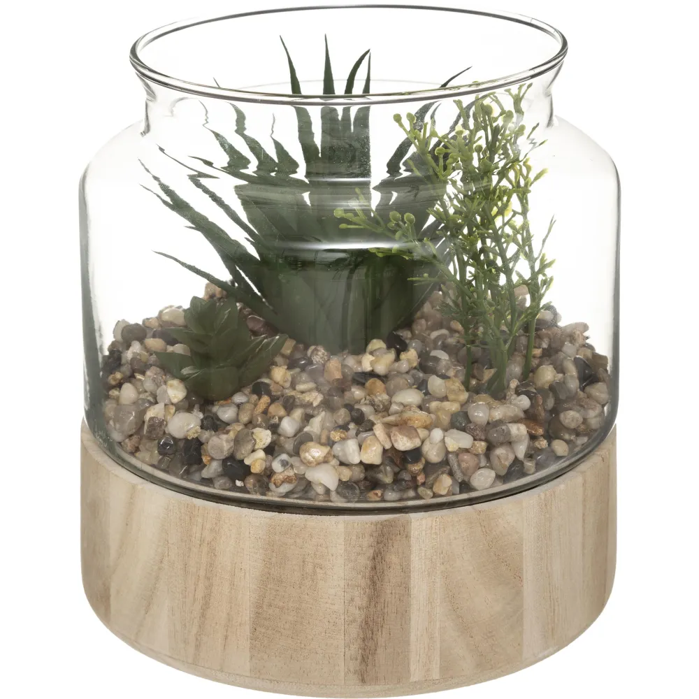 Atmosphera Plante Terrarium Bois H.17.5Cm- Compositions Florales