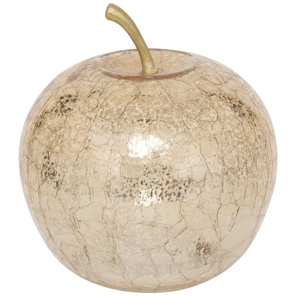 maxibazar Pomme Verre Craquele Led H.18.5Cm- Lampes Led