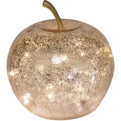 maxibazar Pomme Verre Craquele Led H.18.5Cm- Lampes Led