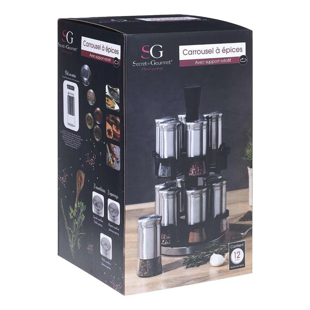 Salade Et Condiments|Five Pot Epice X12 Pièces Inox Et Rotatif
