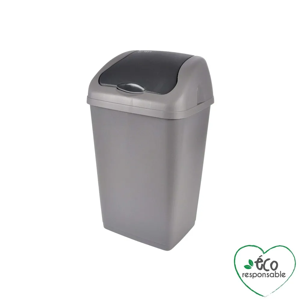 Poubelles|* Poubelle A Bascule 18L D.28X22.5X48.5Cm Gris