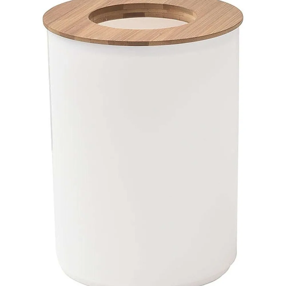 Poubelles De Salle De Bain|* Poubelle Avec Couvercle Bambou 5L Blanc Bambou