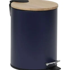 Poubelles De Salle De Bain|* Poubelle Metal Frein De Chute 2.5L Bleu Bambou