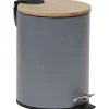 Poubelles De Salle De Bain|* Poubelle Metal Frein De Chute 2.5L Gris Bambou