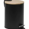 Poubelles De Salle De Bain|* Poubelle Metal Frein De Chute 2.5L Noir Bambou