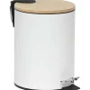 Poubelles De Salle De Bain|* Poubelle Metal Frein De Chute 2.5L Blanc Bambou