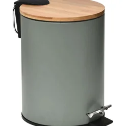Poubelles De Salle De Bain|* Poubelle Metal Frein De Chute Kaki Bambou