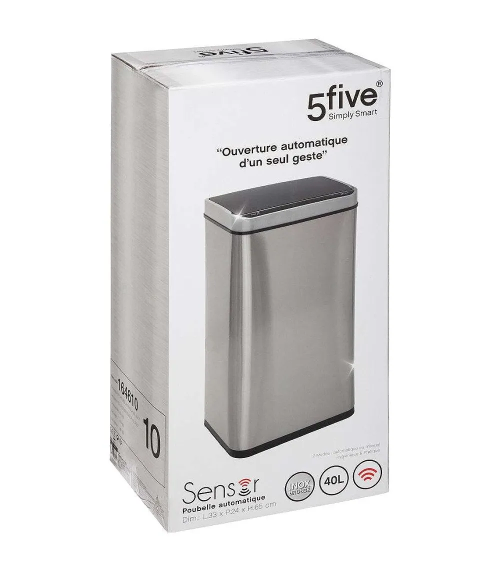 Poubelles|Five Poubelle Metal 40L Inox Sensor