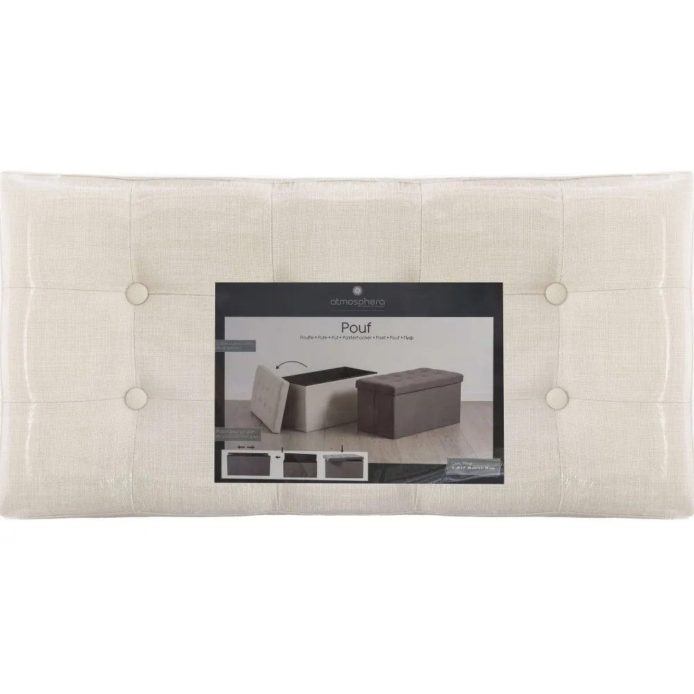 Atmosphera Poufs>Pouf Pliable Double Beige Lysandre