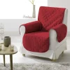 maxibazar Protege Fauteuil Mat. 165X179 Microfibre Uni Club Rouge- Housse De Chaise Et Canape
