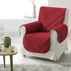 maxibazar Protege Fauteuil Mat. 165X179 Microfibre Uni Club Rouge- Housse De Chaise Et Canape