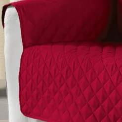 maxibazar Protege Fauteuil Mat. 165X179 Microfibre Uni Club Rouge- Housse De Chaise Et Canape
