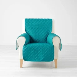 maxibazar Protege Fauteuil Matelasse 165X179Cm Unie Lounge Petrole- Housse De Chaise Et Canape