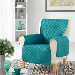 maxibazar Protege Fauteuil Matelasse 165X179Cm Unie Lounge Petrole- Housse De Chaise Et Canape