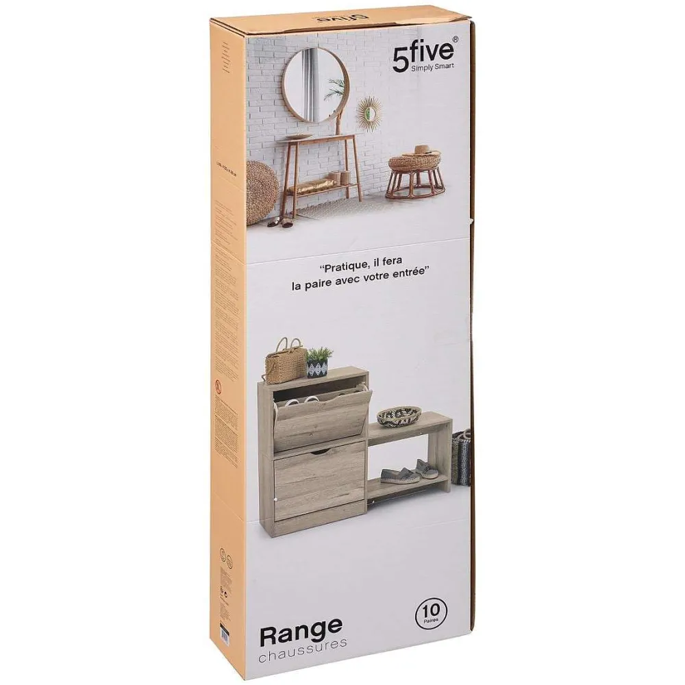 Five Meuble D'Appoint>Range Chaussures Banc Bois 2 Tiroirs Naturel