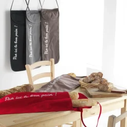 maxibazar Sac A Pain 28X70 Cm Coton Cuistot Rouge- Tabliers Et Accessoires
