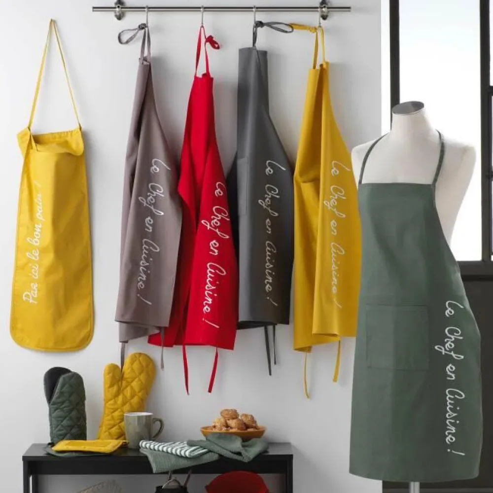 maxibazar Sac A Pain 28X70 Cm Coton Cuistot Jaune- Tabliers Et Accessoires