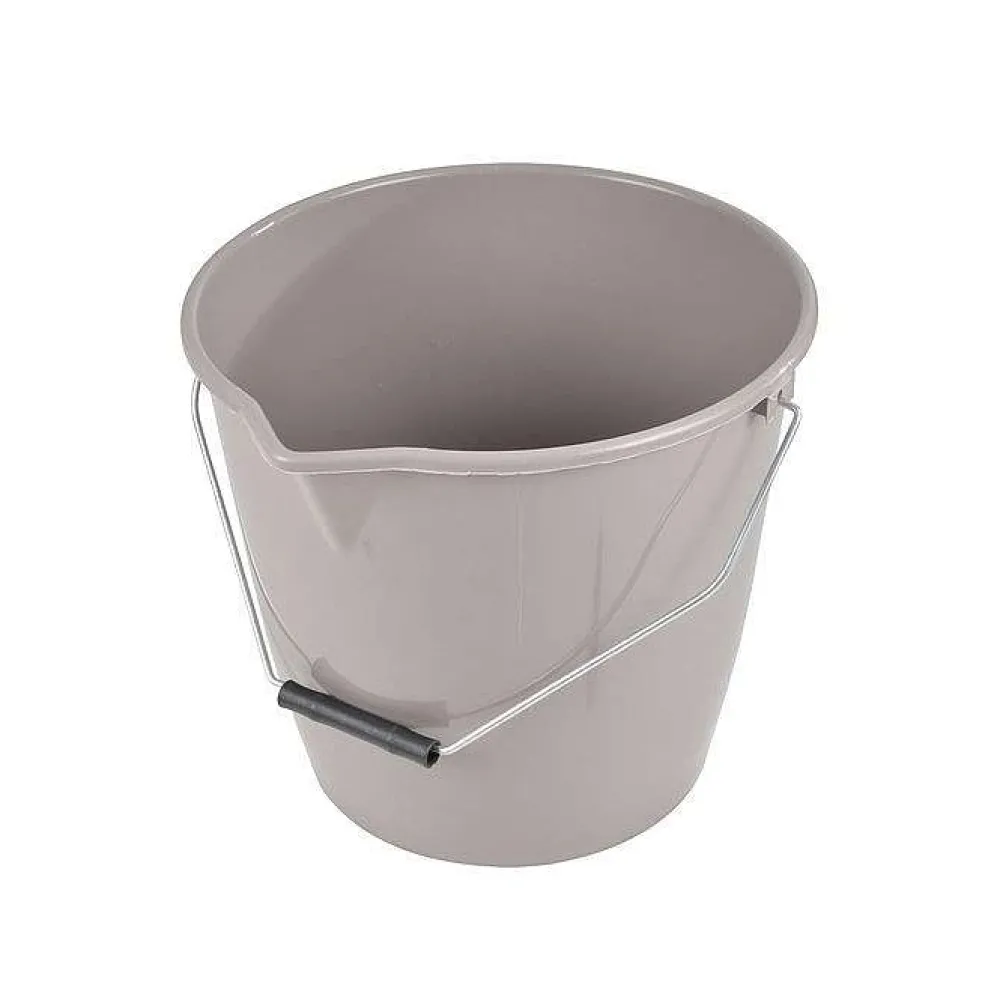 Menage|* Seau Plastique Avec Bec Et Anse Metal 12L Taupe