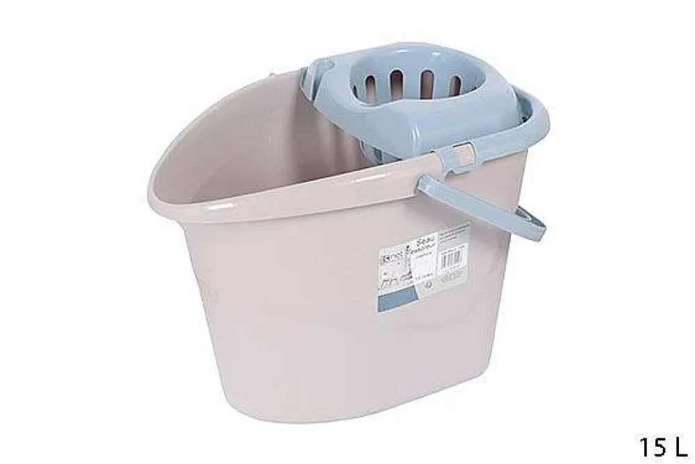 Menage|* Seau Rectangle Avec Essorreur 15L Bicolore Grege Bleu