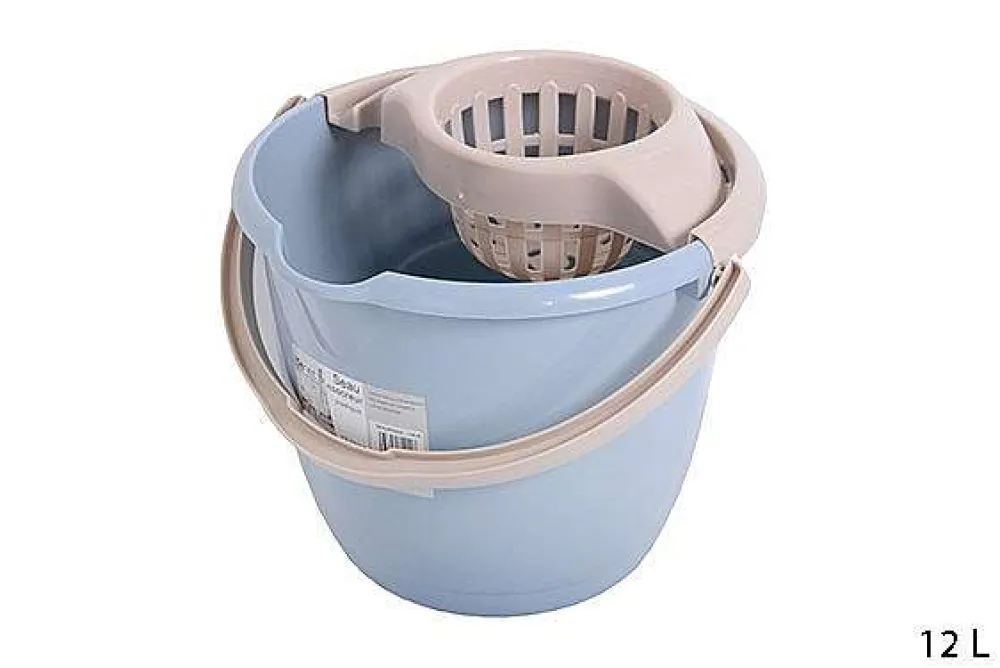Menage|* Seau Rond Avec Essorreur 12L Bicolore Grege Bleu