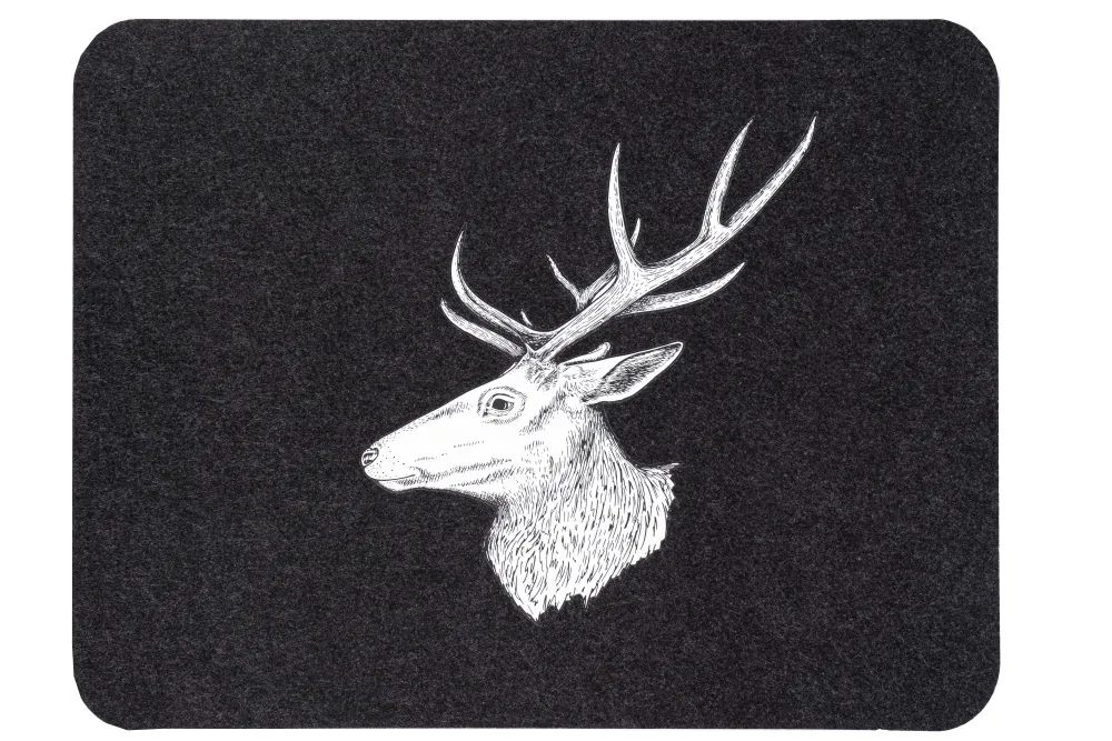 Boîtes Et Plateaux|* Set De Table Feutrine Rectangle Renne Gris