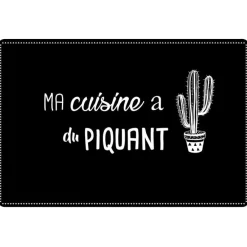 maxibazar Set De Table 28.5X43.5 Cm Pvc Imprime Cuisine Cactus Noir- Sets De Table Et Chemins De Table