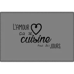 maxibazar Set De Table 28.5X43.5 Cm Pvc Imprime Cuisine Amour Gris- Sets De Table Et Chemins De Table