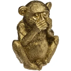 maxibazar Singe Sagesse Resine Or Bouche H.17Cm- Statues