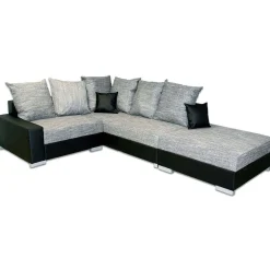 * Canapés D'Angle></noscript>Sonia Ad Tissu Gris Lawa 5 Pvc Noir