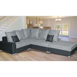 * Canapés D'Angle></noscript>Sonia Ad Tissu Gris Lawa 5 Pvc Noir