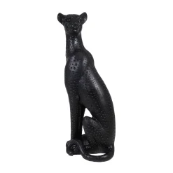 maxibazar Statuette Leopard Noire Assis H.38Cm- Statues