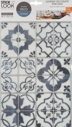 Atmosphera Sticker Carreaux Ciment Bleu X2 Pieces- Stickers