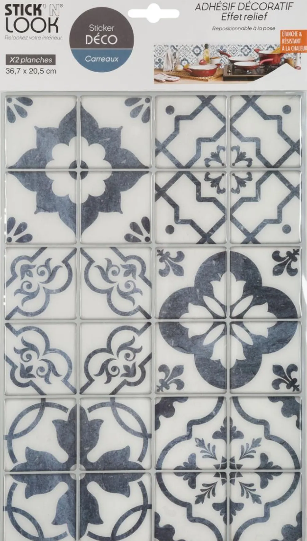 Atmosphera Sticker Carreaux Ciment Bleu X2 Pieces- Stickers