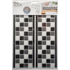 Atmosphera Sticker Petits Carreaux Frise Noir- Stickers