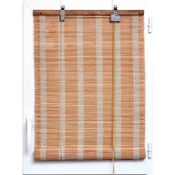 maxibazar Store Enrouleur Baguettes Bambou 150X180Cm Naturel Blanc- Stores