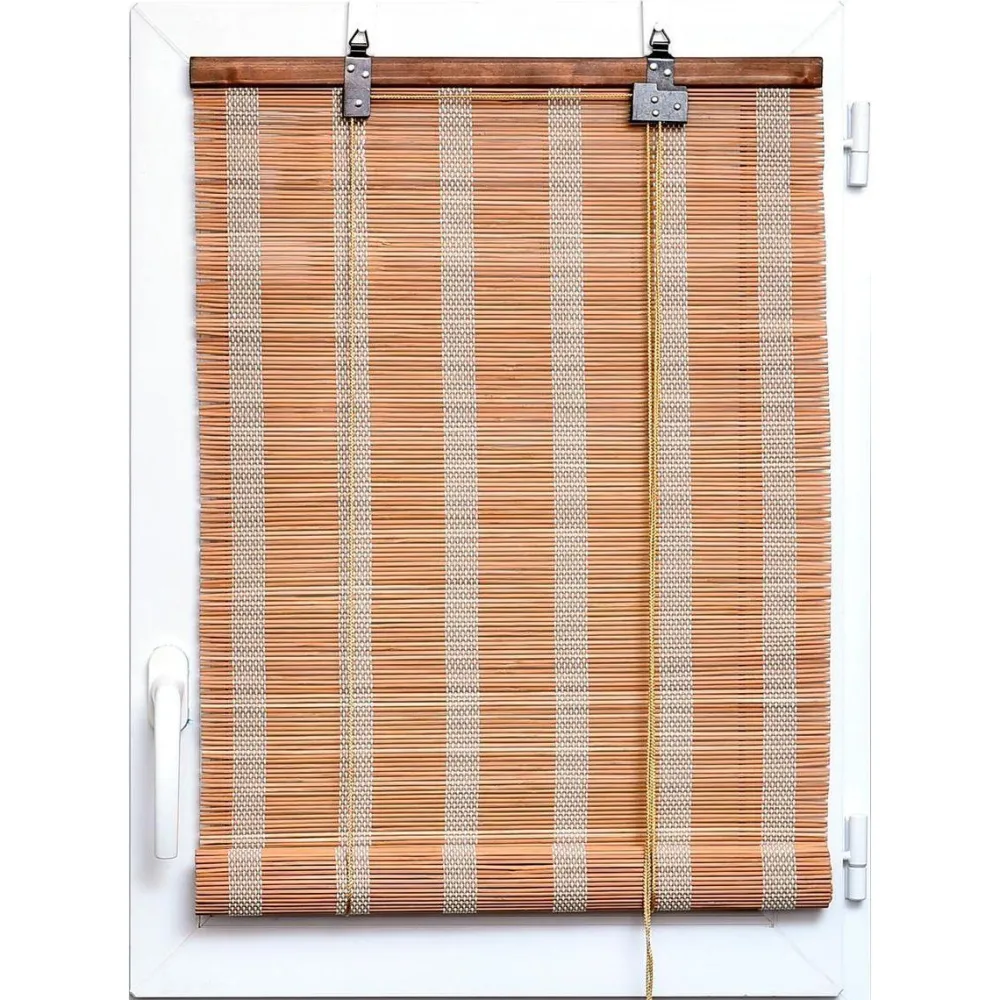 maxibazar Store Enrouleur Baguettes Bambou 150X180Cm Naturel Blanc- Stores